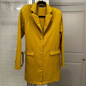 Pretty Little Thing “Chartreuse Long Sleeve Oversized Shoulder Pad Blazer Dress”